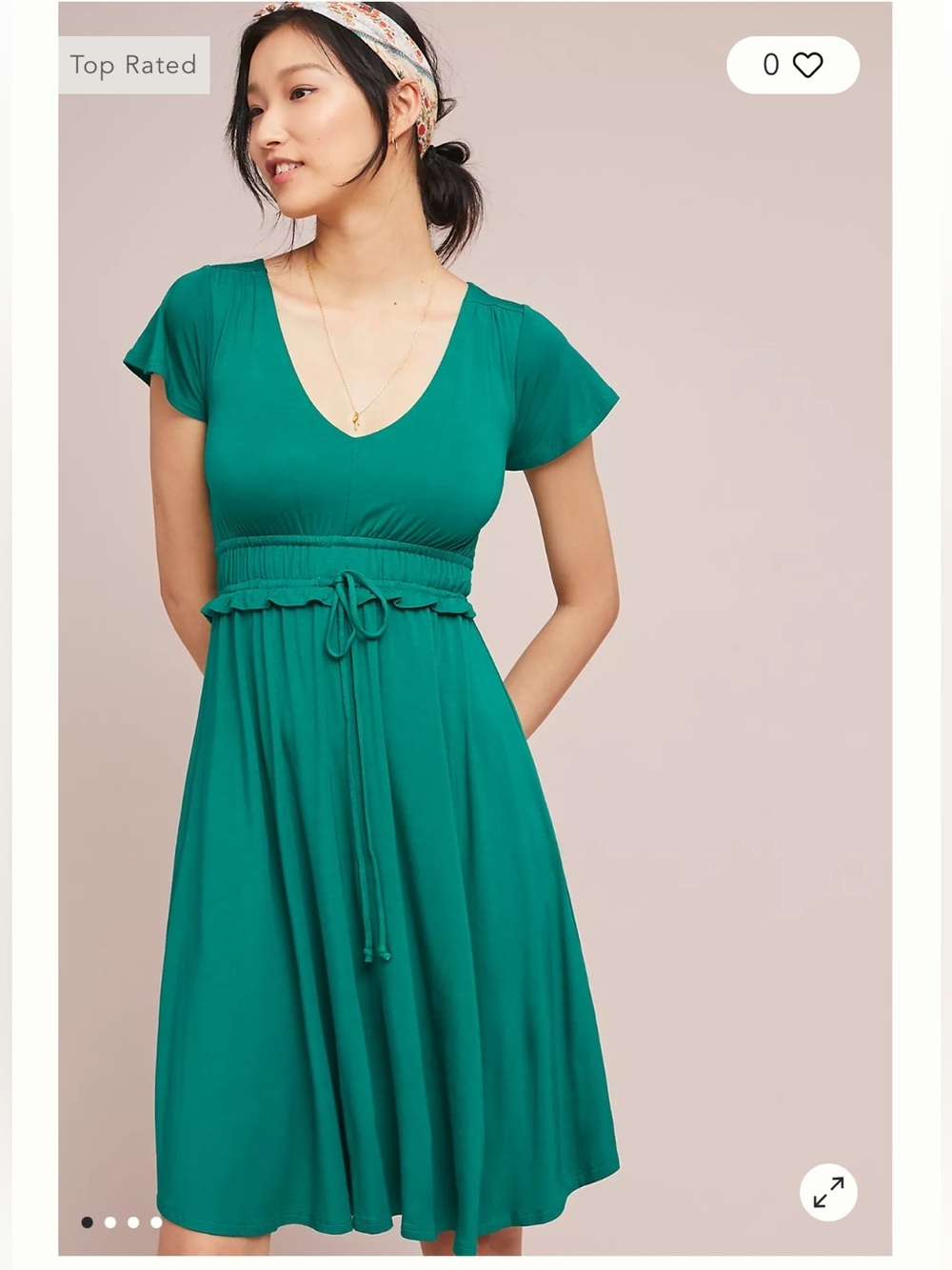 Antropologie Maeve Resfeber Flutter-Sleeve Dress In Green
